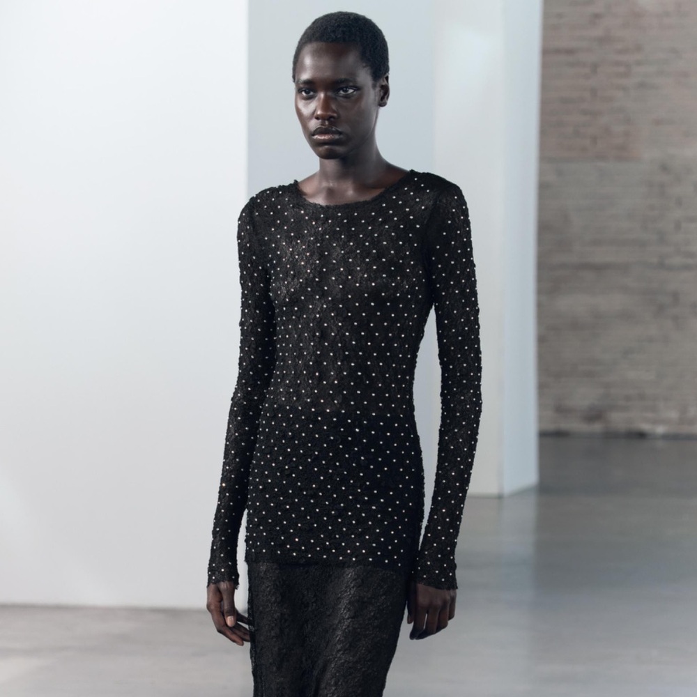 ZARA top with rhinestones NWT Small